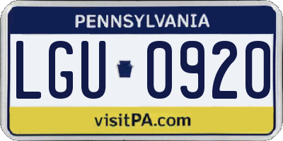 PA license plate LGU0920