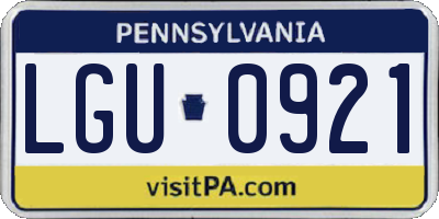 PA license plate LGU0921