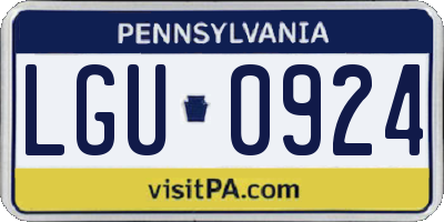 PA license plate LGU0924