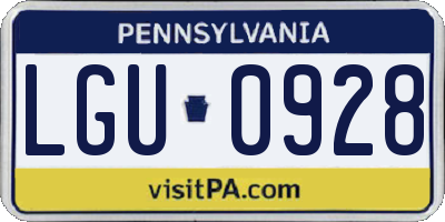 PA license plate LGU0928