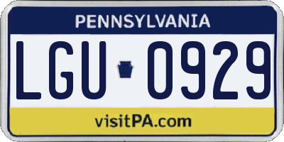PA license plate LGU0929