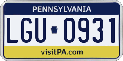 PA license plate LGU0931