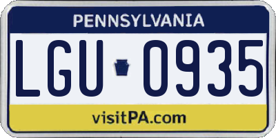 PA license plate LGU0935