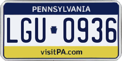 PA license plate LGU0936