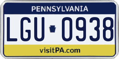 PA license plate LGU0938