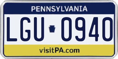PA license plate LGU0940