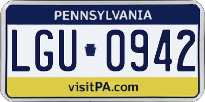 PA license plate LGU0942