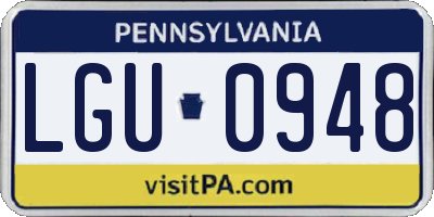 PA license plate LGU0948
