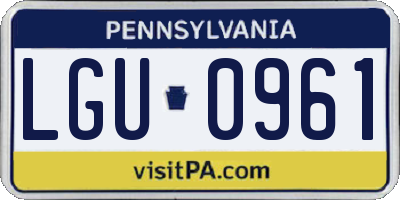 PA license plate LGU0961