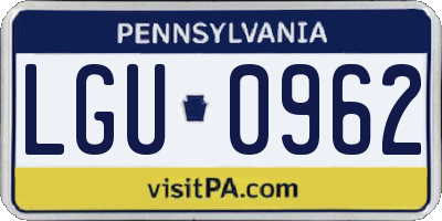 PA license plate LGU0962