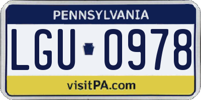 PA license plate LGU0978