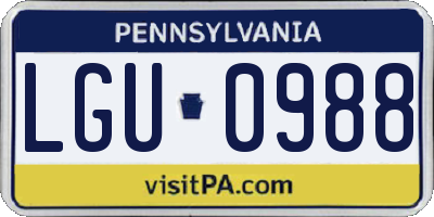 PA license plate LGU0988