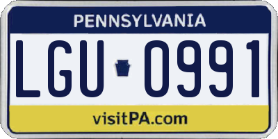 PA license plate LGU0991