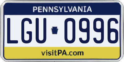 PA license plate LGU0996
