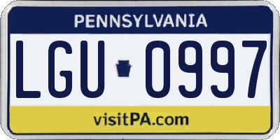 PA license plate LGU0997