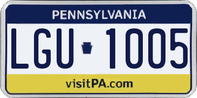 PA license plate LGU1005