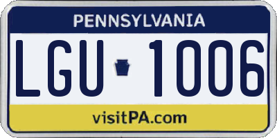PA license plate LGU1006