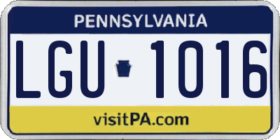 PA license plate LGU1016