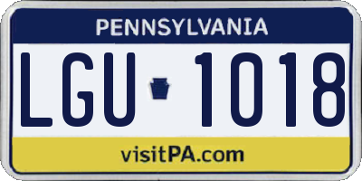 PA license plate LGU1018