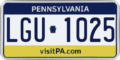 PA license plate LGU1025