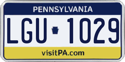 PA license plate LGU1029