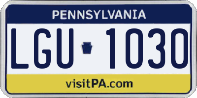 PA license plate LGU1030