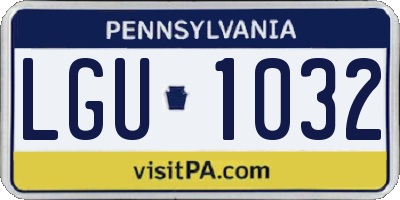 PA license plate LGU1032