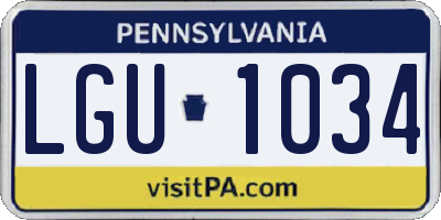 PA license plate LGU1034