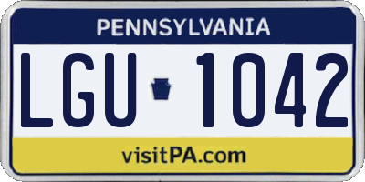 PA license plate LGU1042