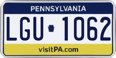 PA license plate LGU1062