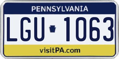 PA license plate LGU1063