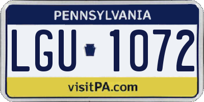 PA license plate LGU1072
