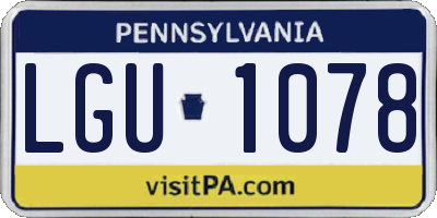 PA license plate LGU1078