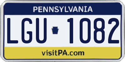 PA license plate LGU1082