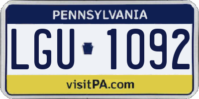 PA license plate LGU1092