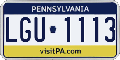 PA license plate LGU1113
