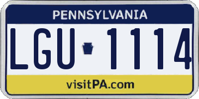 PA license plate LGU1114
