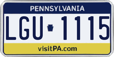 PA license plate LGU1115