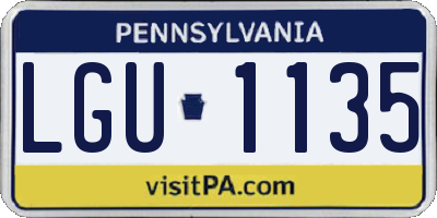 PA license plate LGU1135