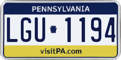 PA license plate LGU1194