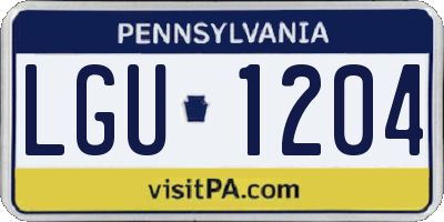 PA license plate LGU1204