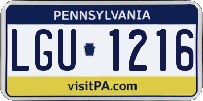 PA license plate LGU1216