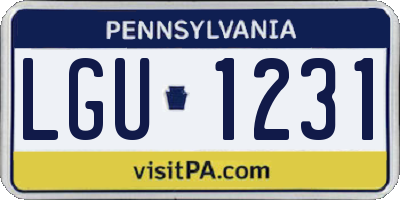 PA license plate LGU1231
