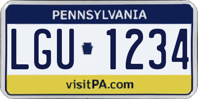 PA license plate LGU1234