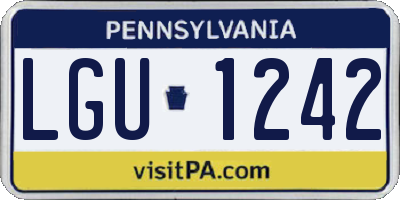PA license plate LGU1242