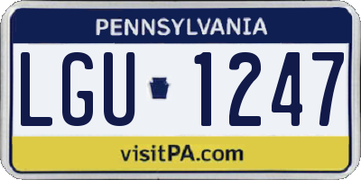 PA license plate LGU1247