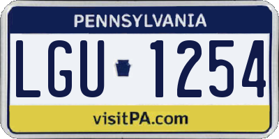 PA license plate LGU1254