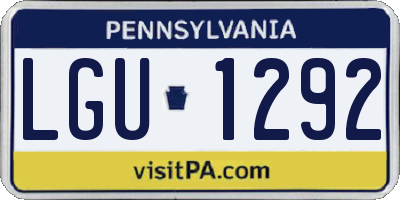 PA license plate LGU1292