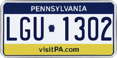 PA license plate LGU1302