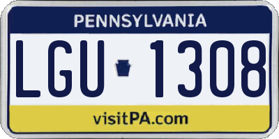 PA license plate LGU1308
